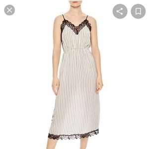 NWT Sandro Pitt Striped Lace-Trimmed Dress